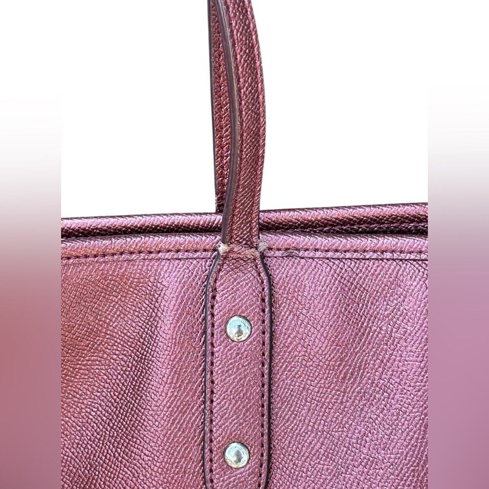 Coach Metallic Burgundy City Tote Women's Bag - Picture 8 of 12